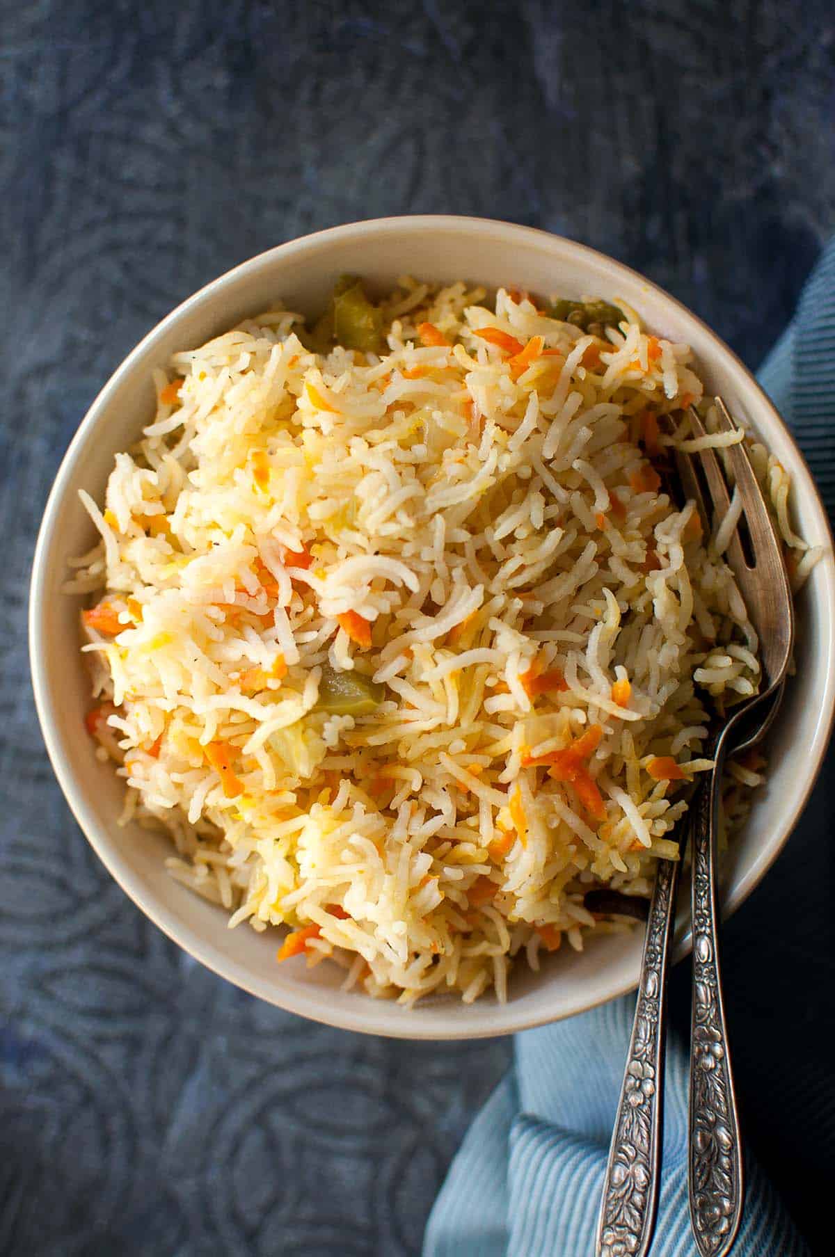 White bowl with Carrot Pulao