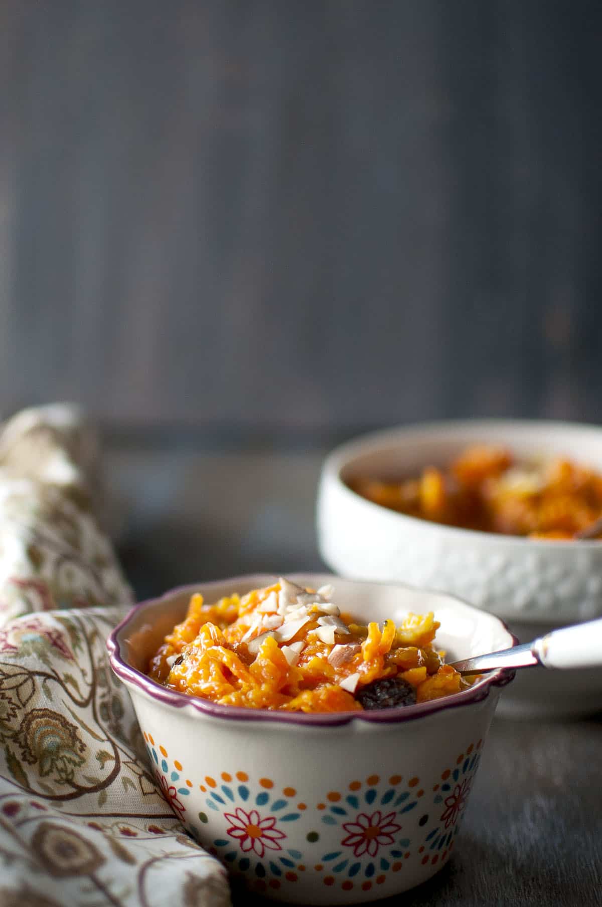 Painted bowl with gajar halwa