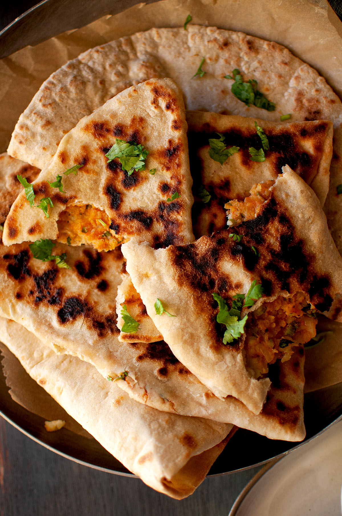 Tray with Afghani flatbread.