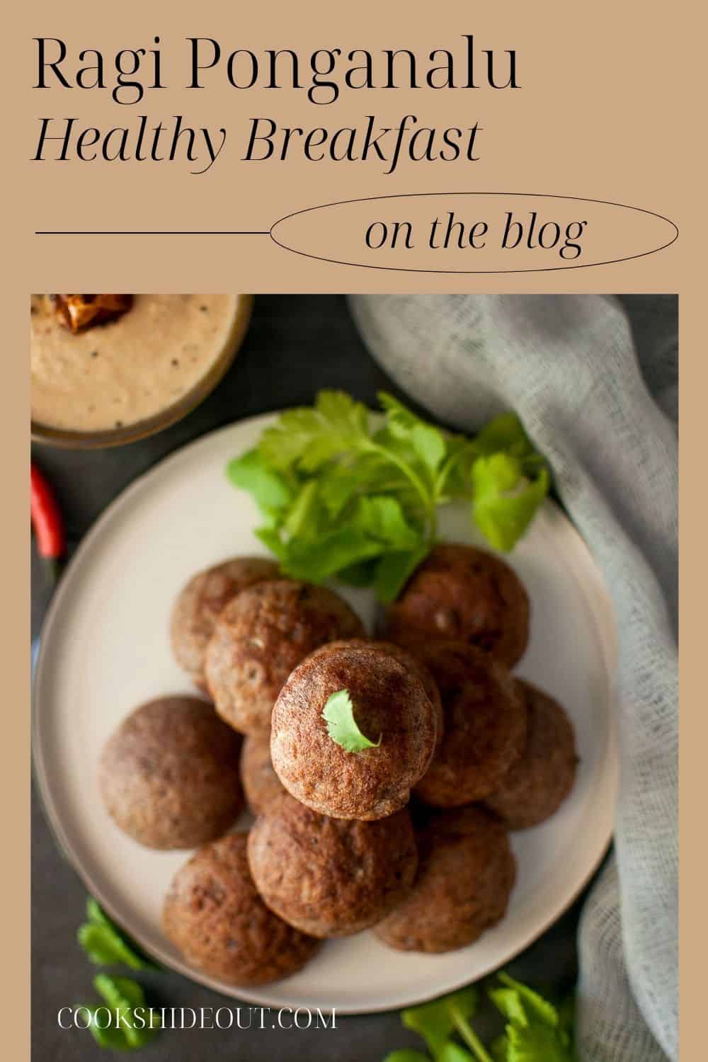 Top view of paniyaram made with ragi flour.