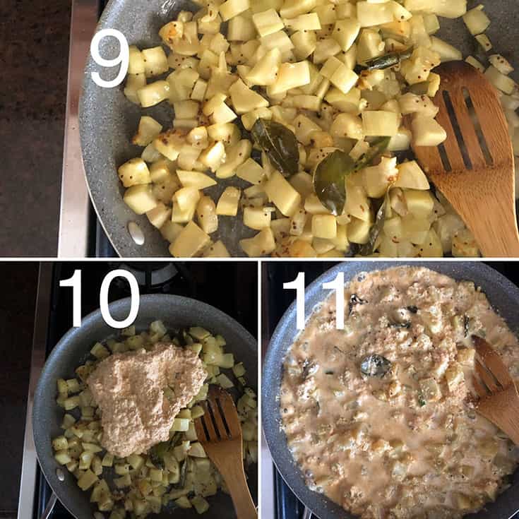 Step by Step photos to make vegetarian Sorakaya kobbari karam