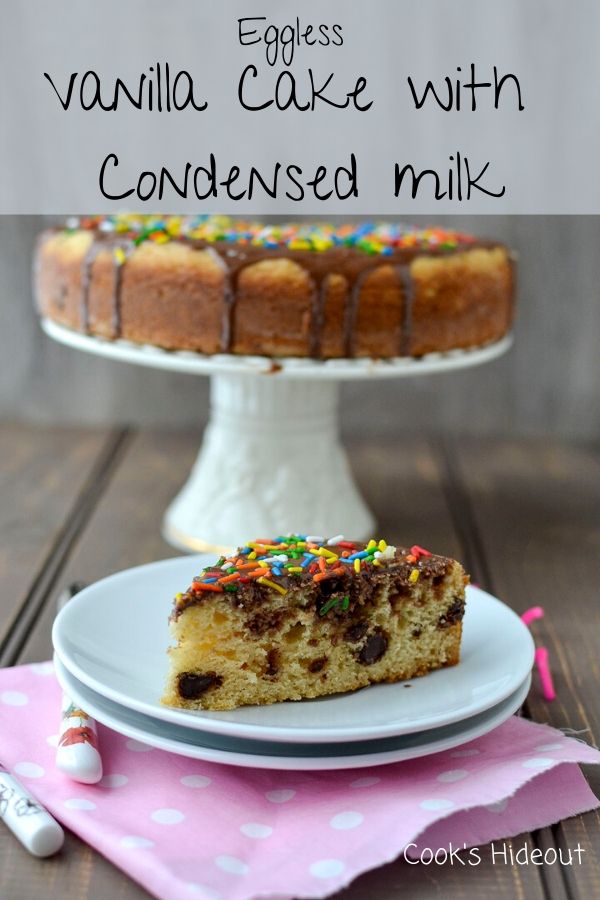 Eggless Vanilla Cake with condensed milk