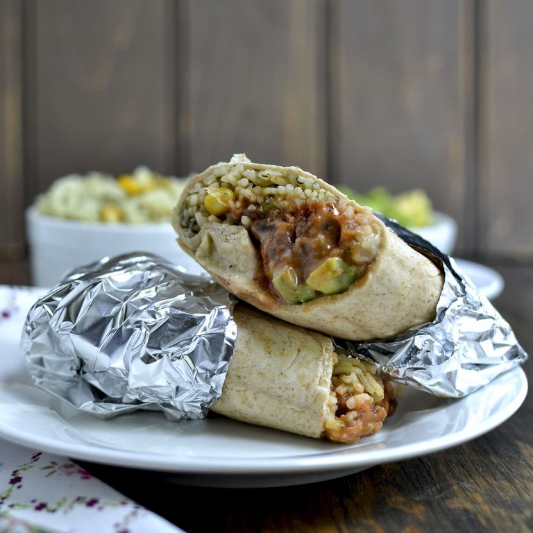 Cheesy Rice & Beans Burrito | Vegetarian Recipe | cookshideout