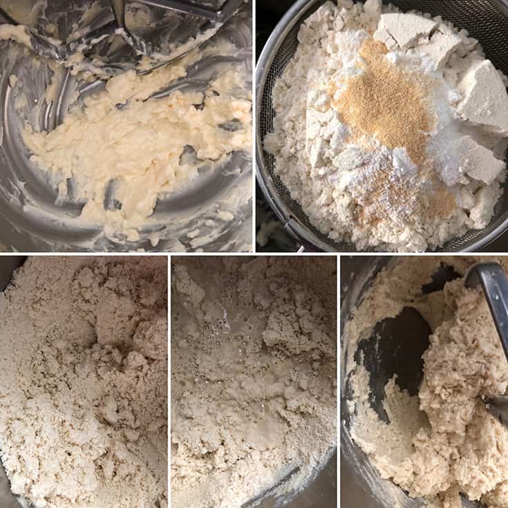 Step by step photos showing the making of masa dough