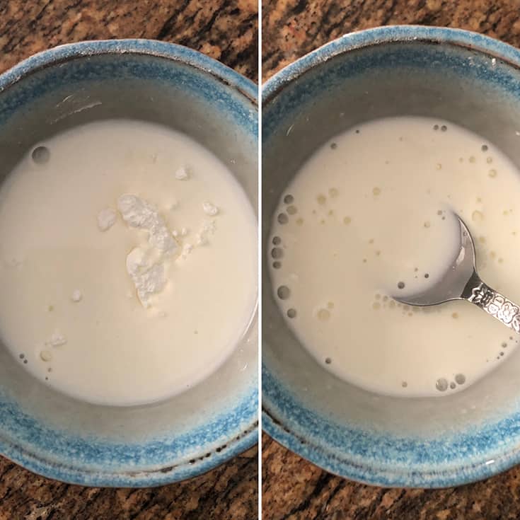 Whisking cornstarch into milk