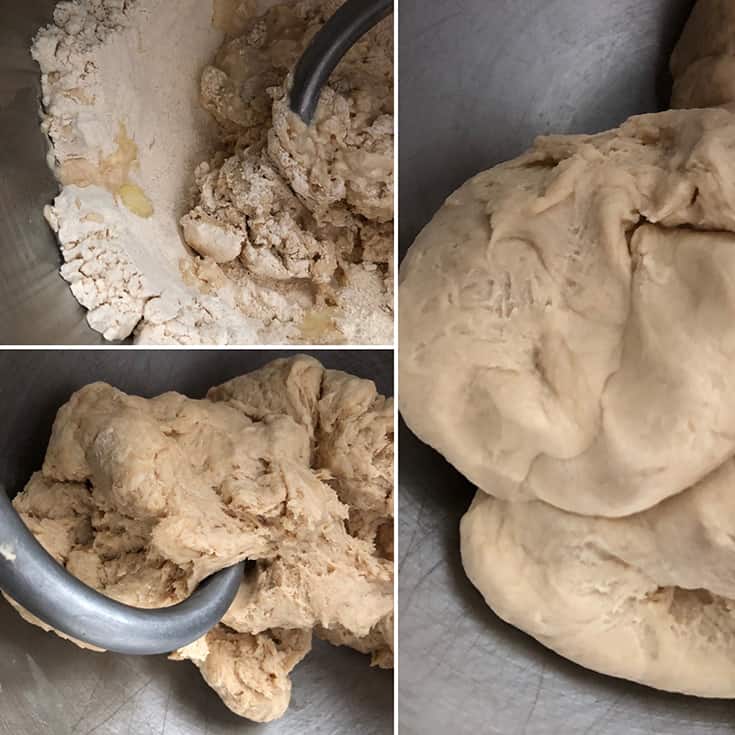 Collage showing the kneaded dough