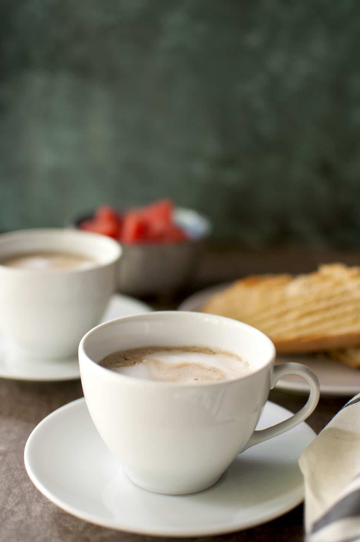 Cuban breakfast with cafe con leche and tostada