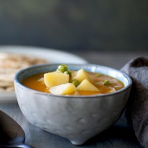 Blue bowl with Malaysian Curry sauce