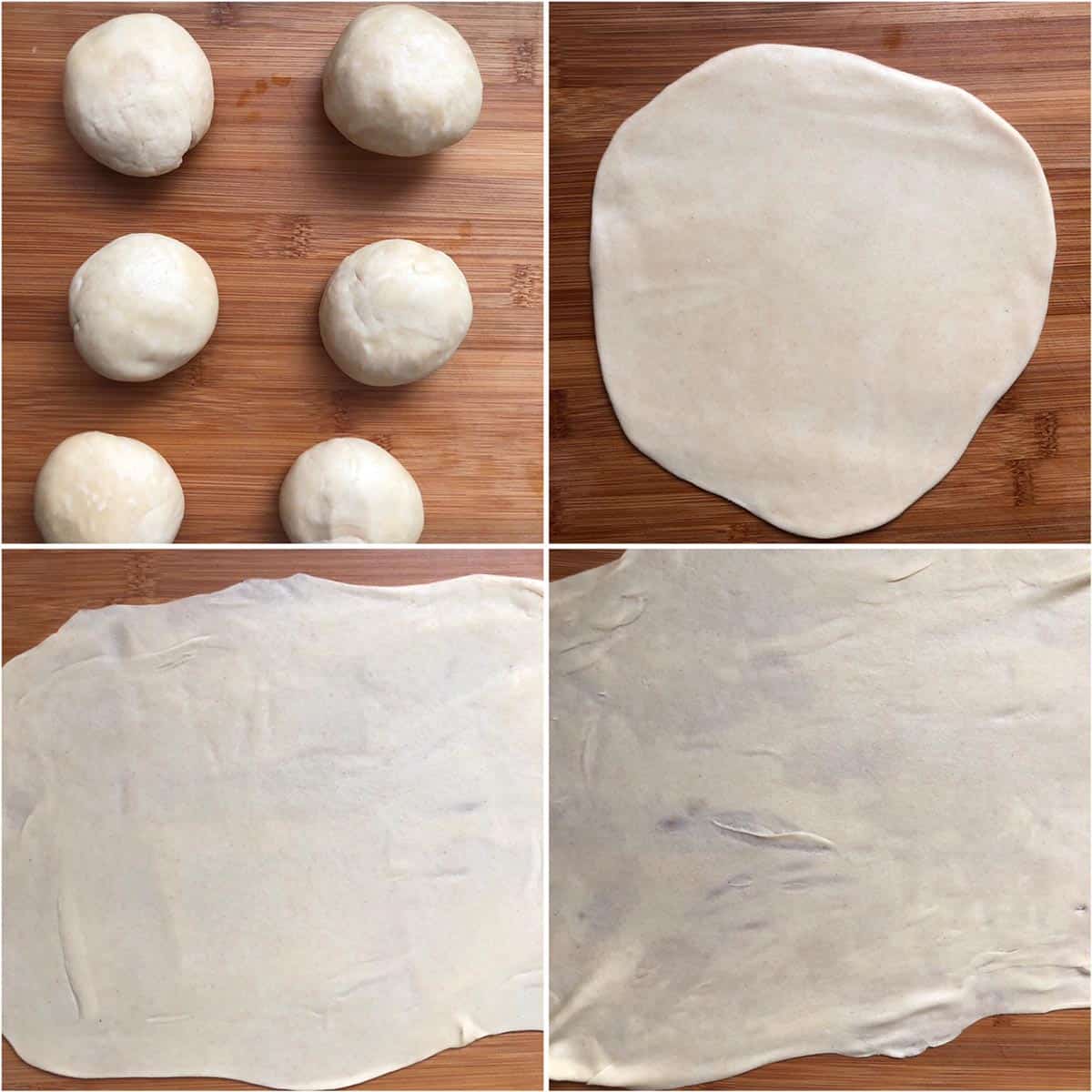 Forming dough balls and rolling out into a thin disc