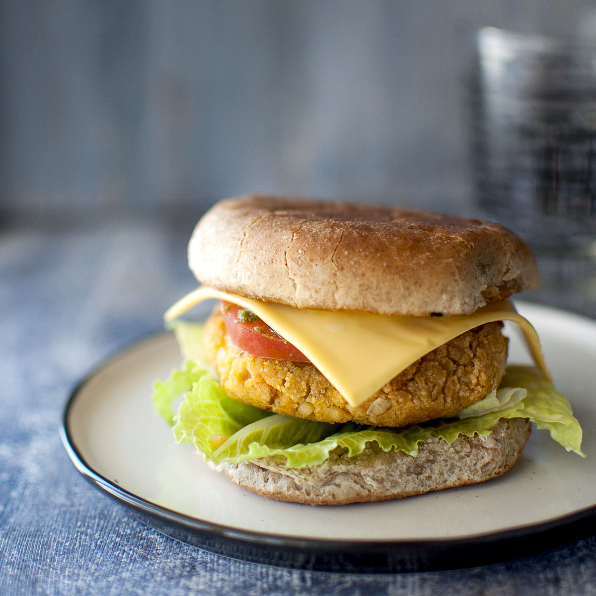 sweet potato chickpea burger food image