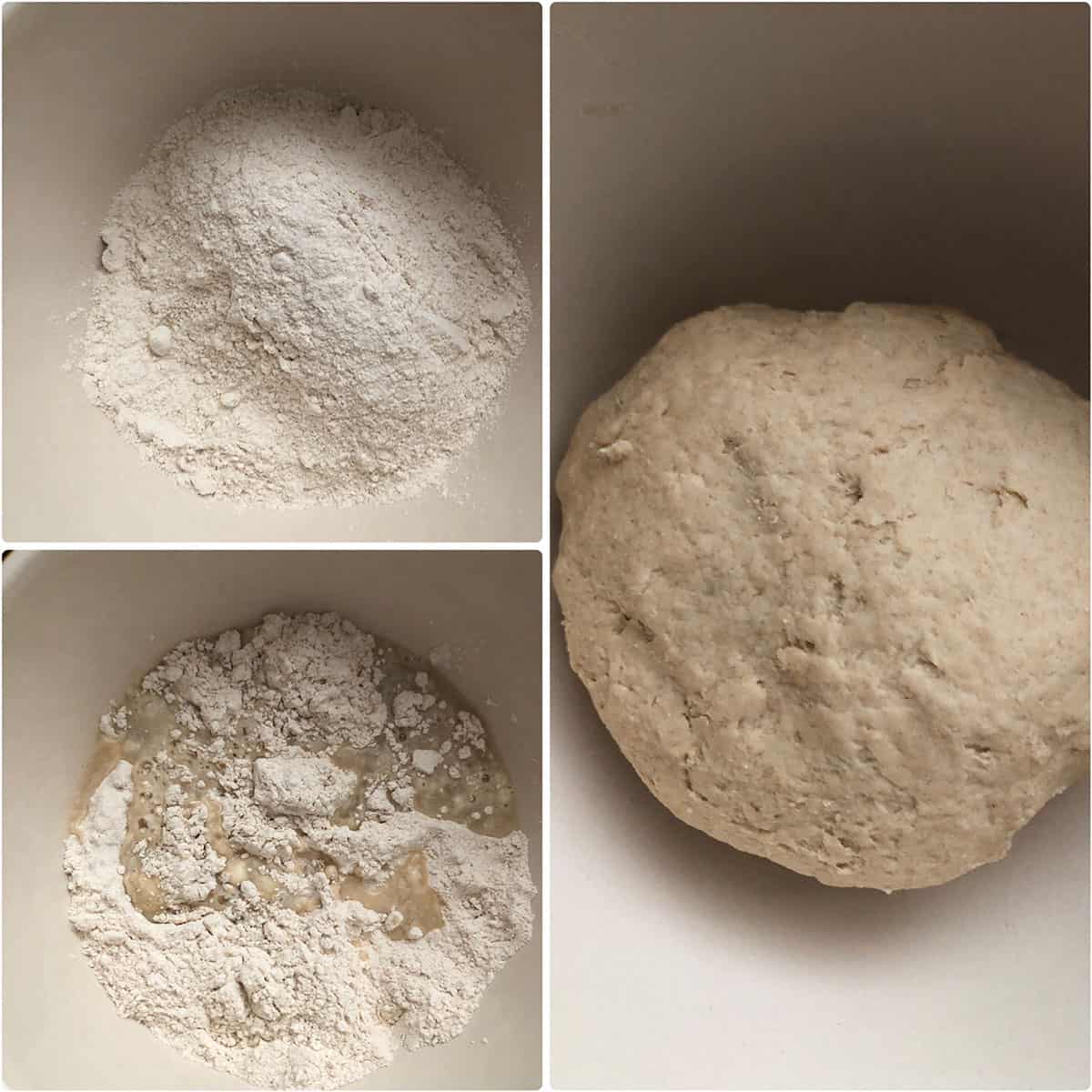 Whole wheat flour mixed with oil, salt, water and formed into a smooth dough