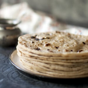 White plate with Stack of roti