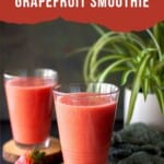 2 glasses with grapefruit smoothie.