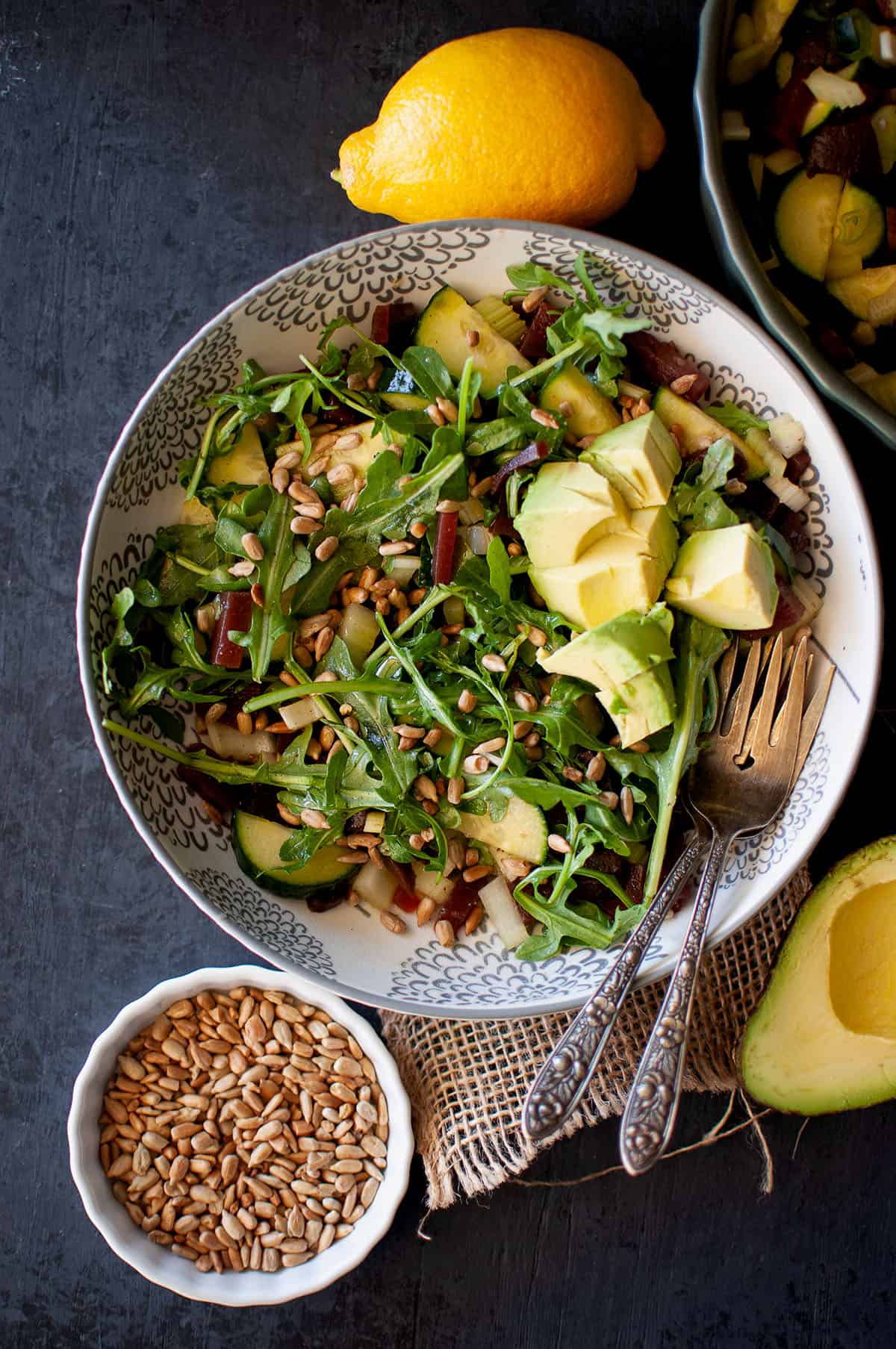 White bowl with simple beetroot salad.