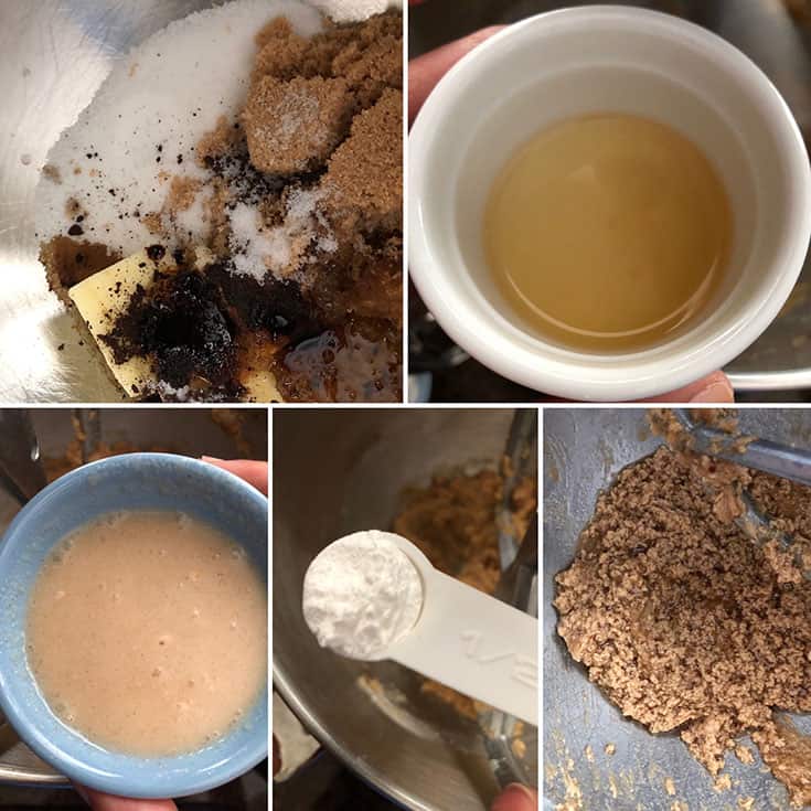 Step by step photos showing the making of cookie dough