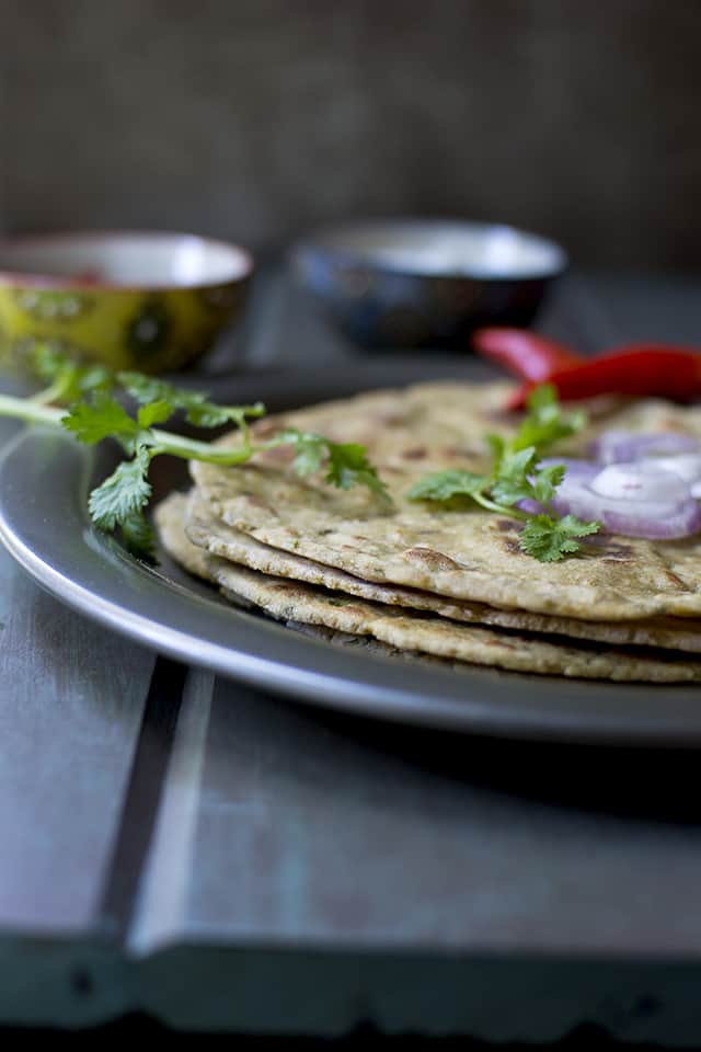 Stack of Indian unleavened flatbread 