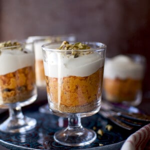 Individual no bake carrot halwa cheesecake.