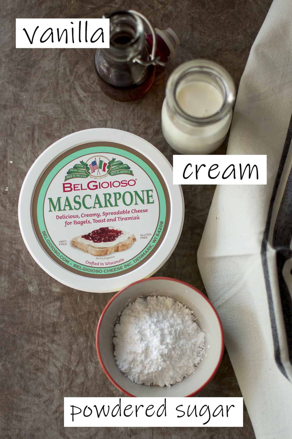 Ingredients for the cream filling