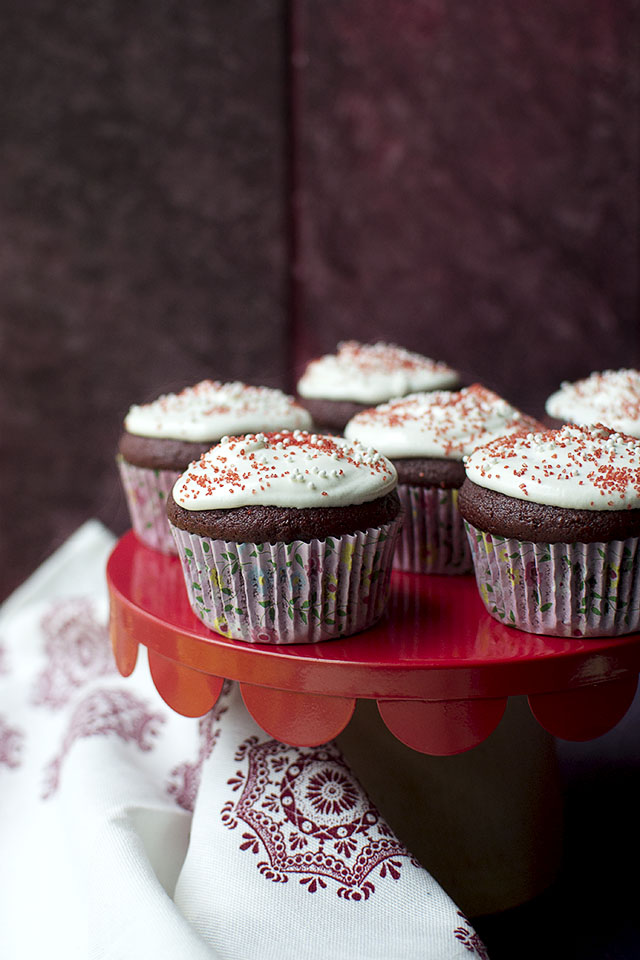 Eggless Red Velvet Cupcakes