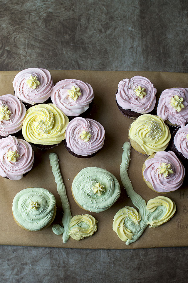 Cupcakes in Flower arrangement