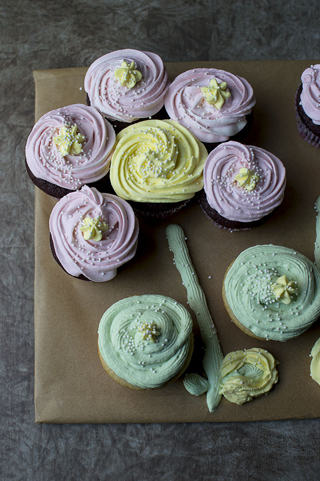 Cupcakes in Flower arrangement