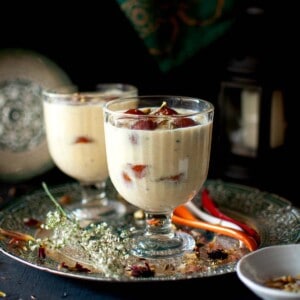 Jars of gulab jamun pudding