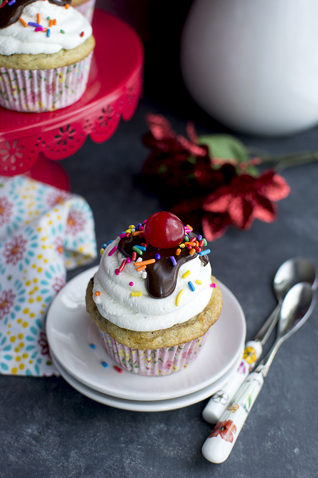 Banana Split Cupcakes Vegan