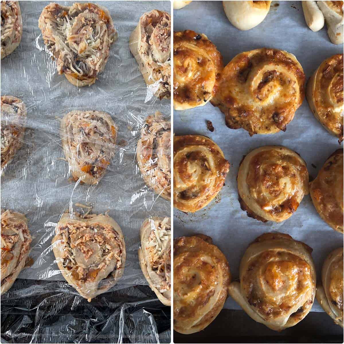 2 panel photo showing before and after baking.