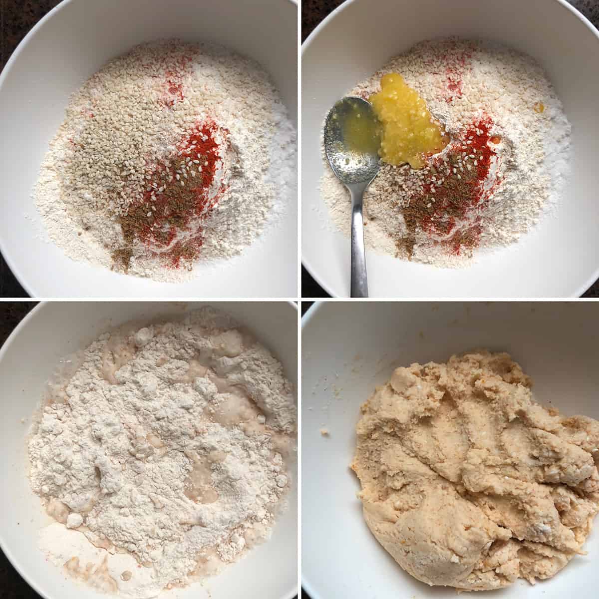 Photos showing the making of the murukku dough