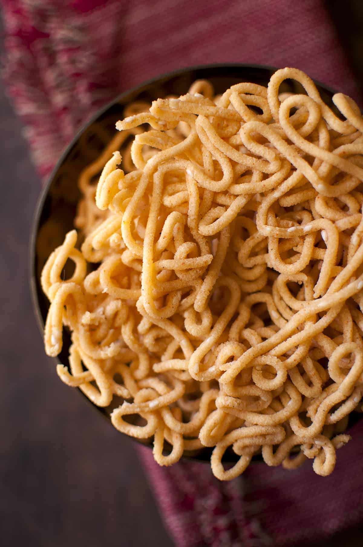 Top view of Murukku with urad dal flour