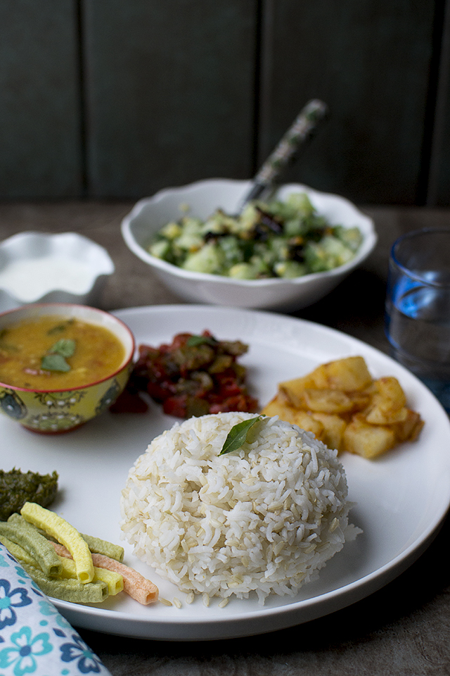 Simple South Indian Vegetarian Thali - Fresh Cucumber Salad Recipe