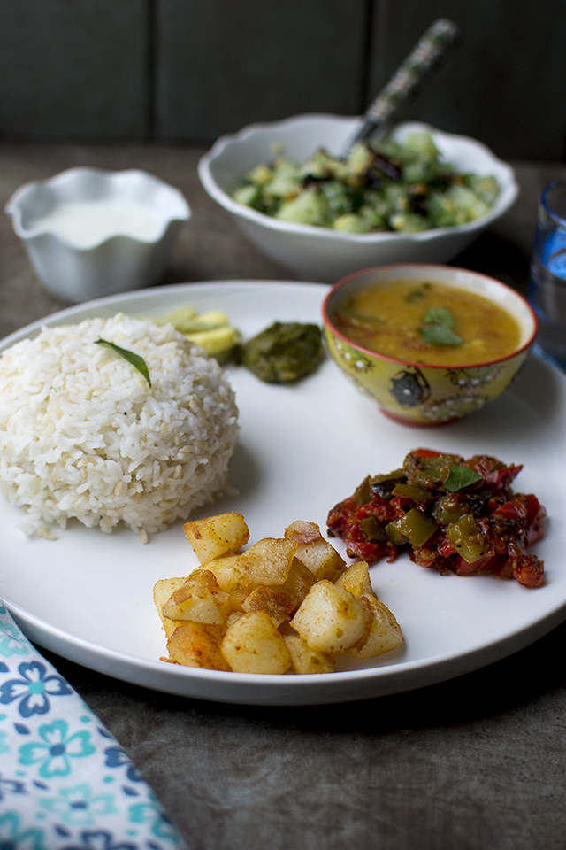 Simple South Indian Vegetarian Thali - Fresh Cucumber Salad Recipe
