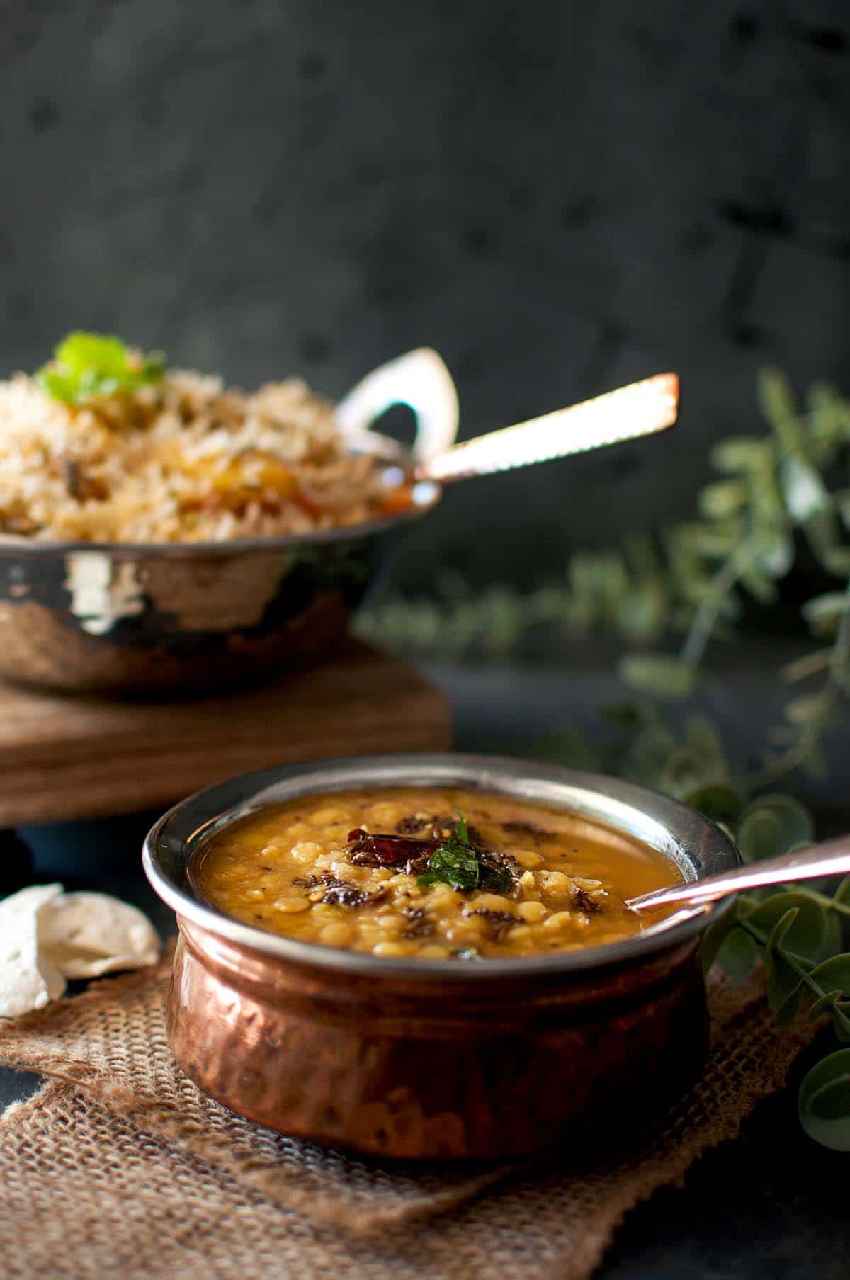 Copper bowl of Instant pot dal