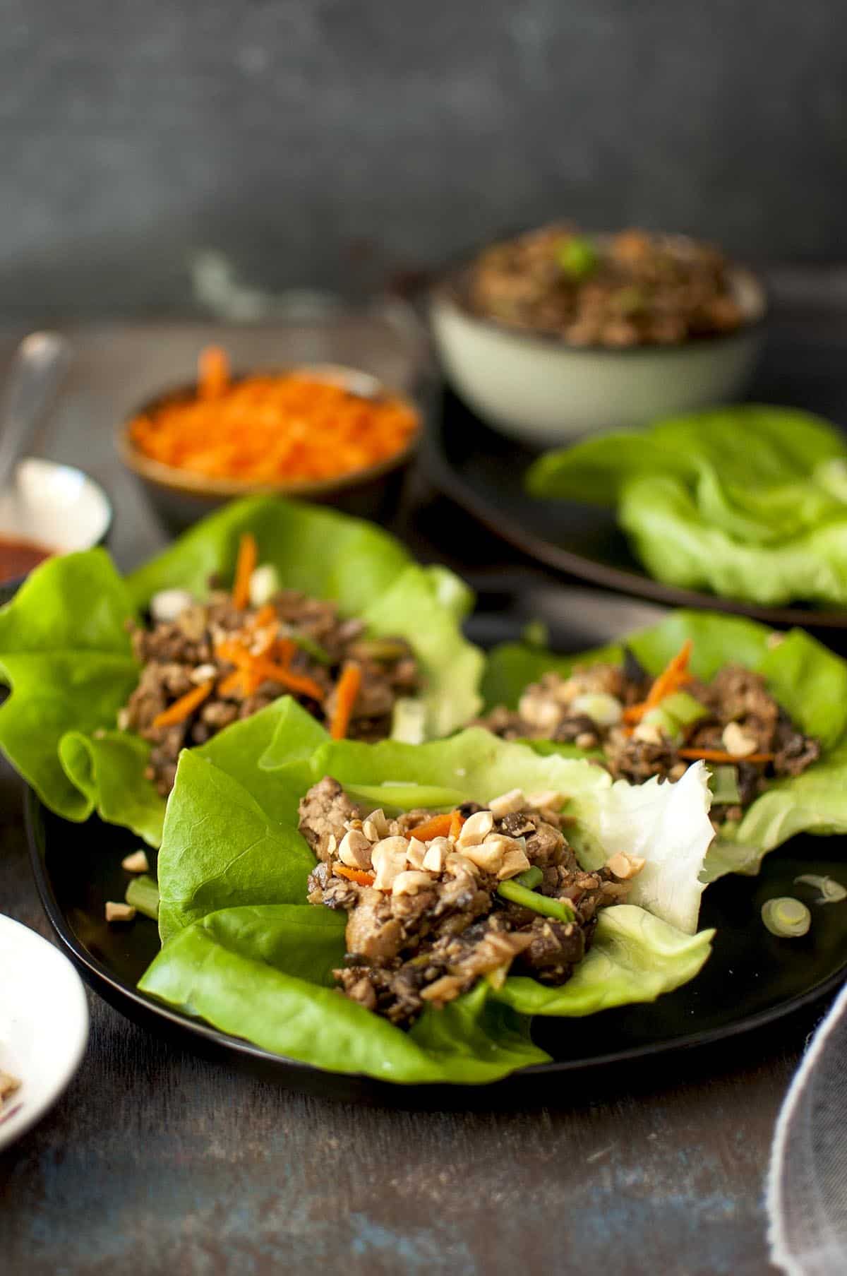 tray of vegan lettuce wraps