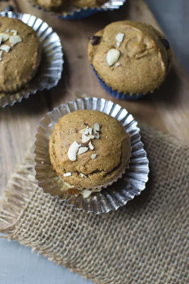 Vegan Muffins with Almond butter & Chocolate Chips