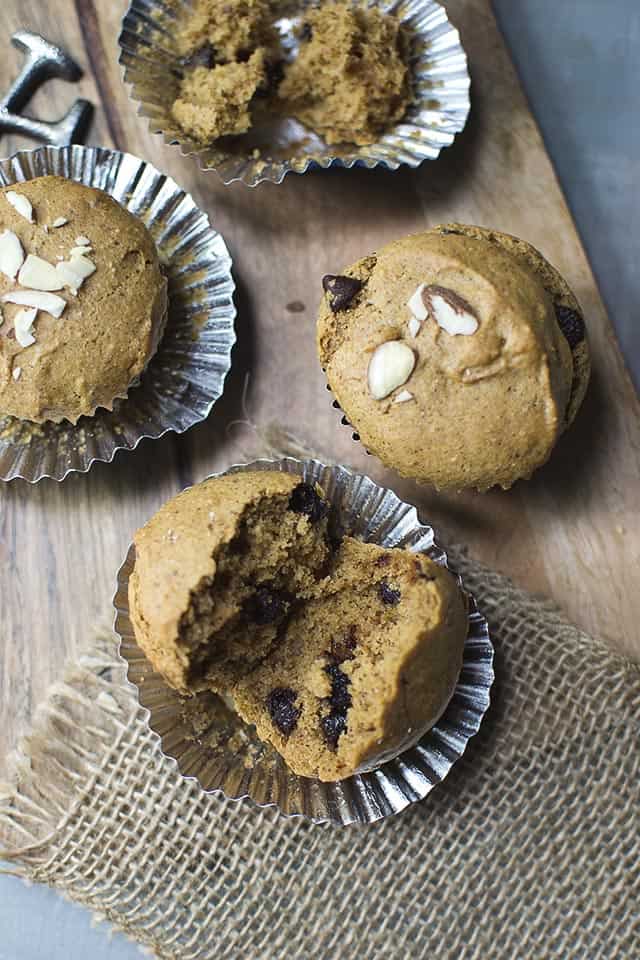 Vegan Muffins with Almond butter & Chocolate Chips