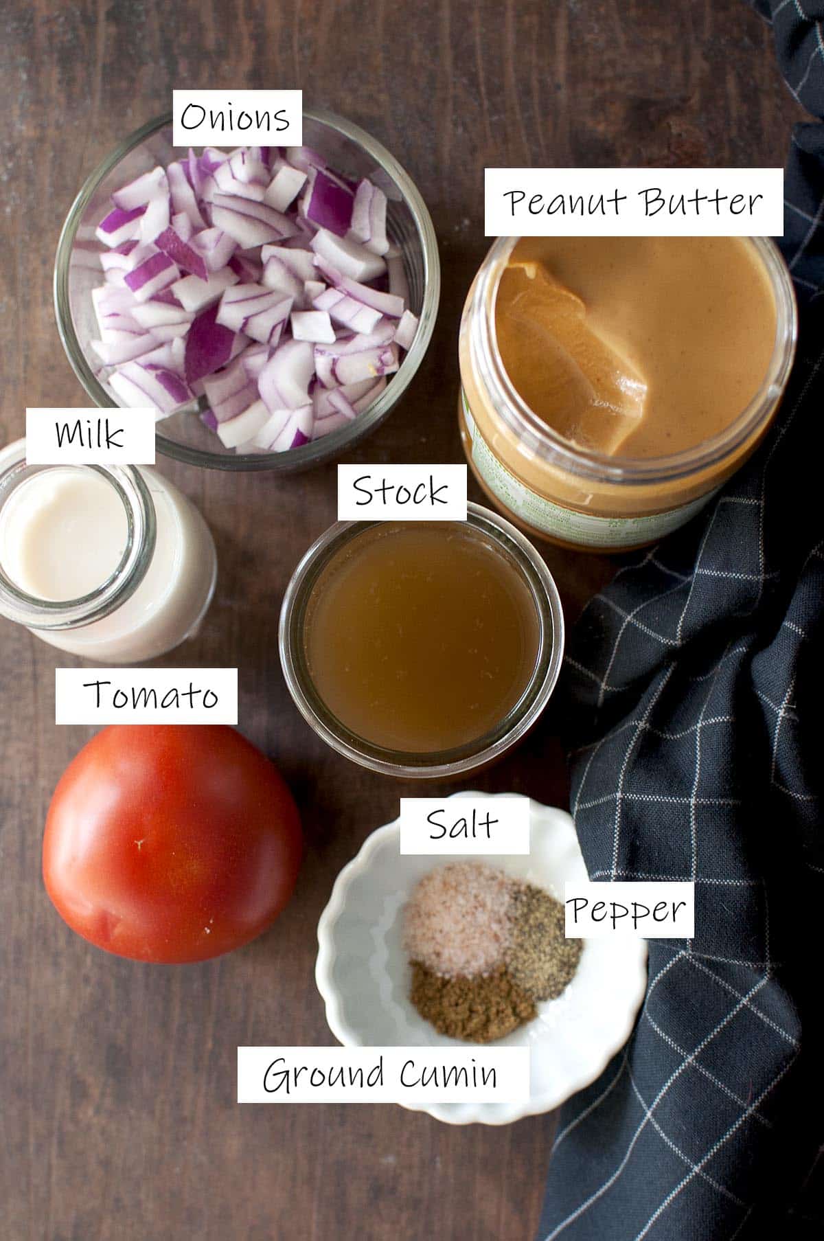 Ingredients for Peanut sauce - details in recipe card