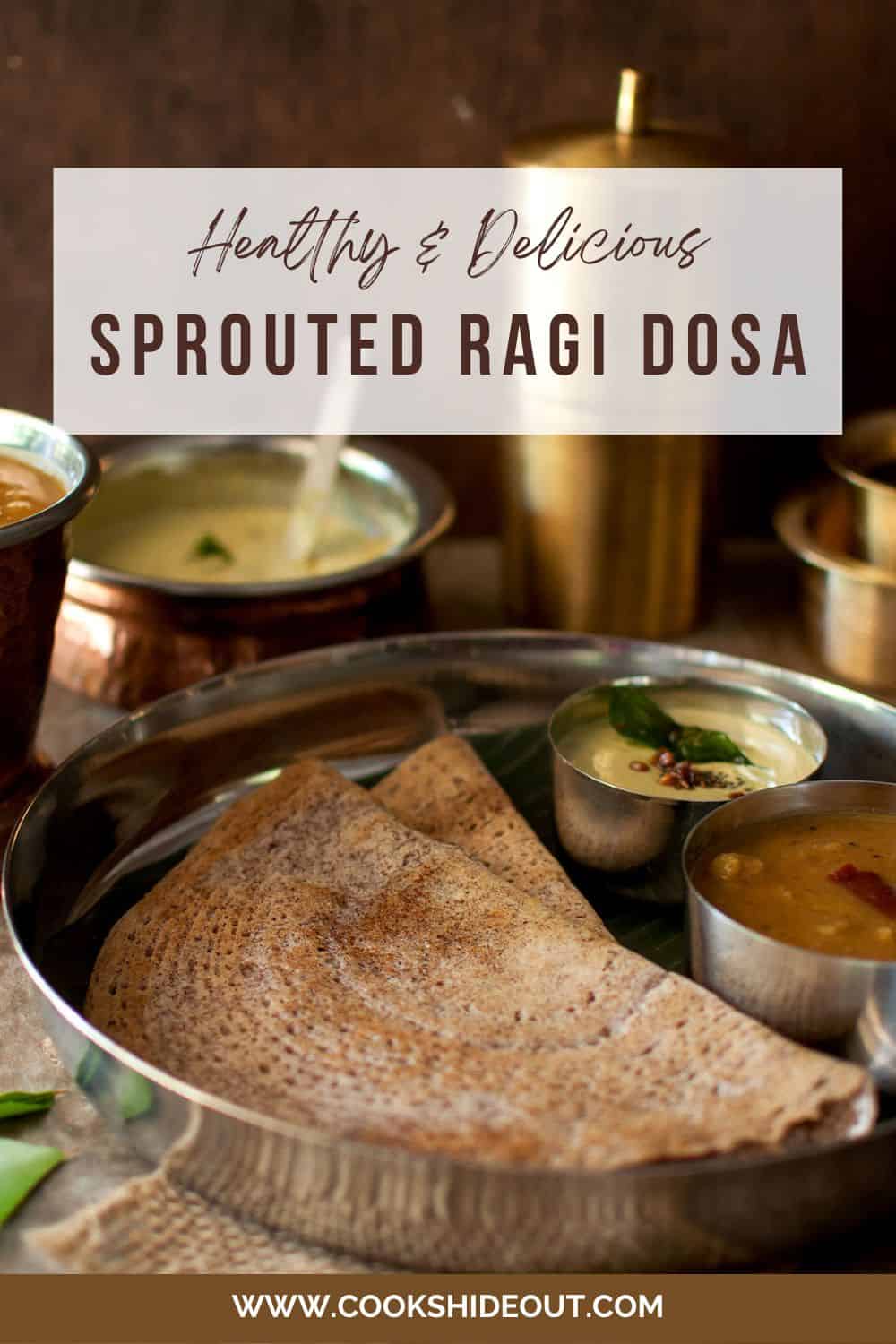 Steel plate with sprouted ragi dosa.