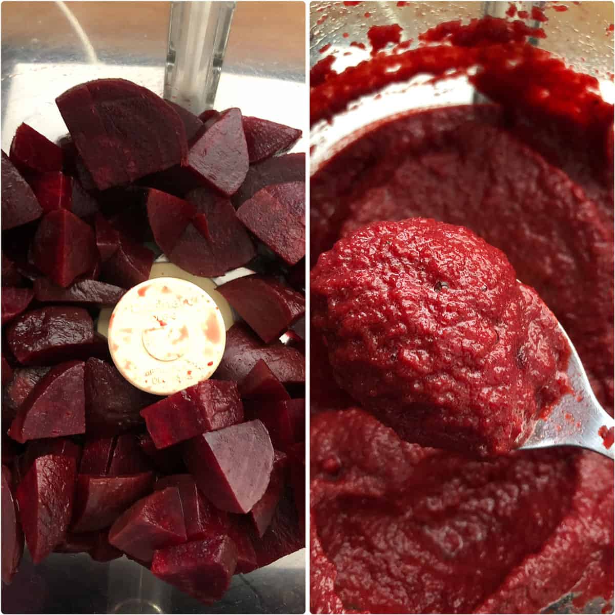 cooked beets blended in a food processor to make a smooth puree