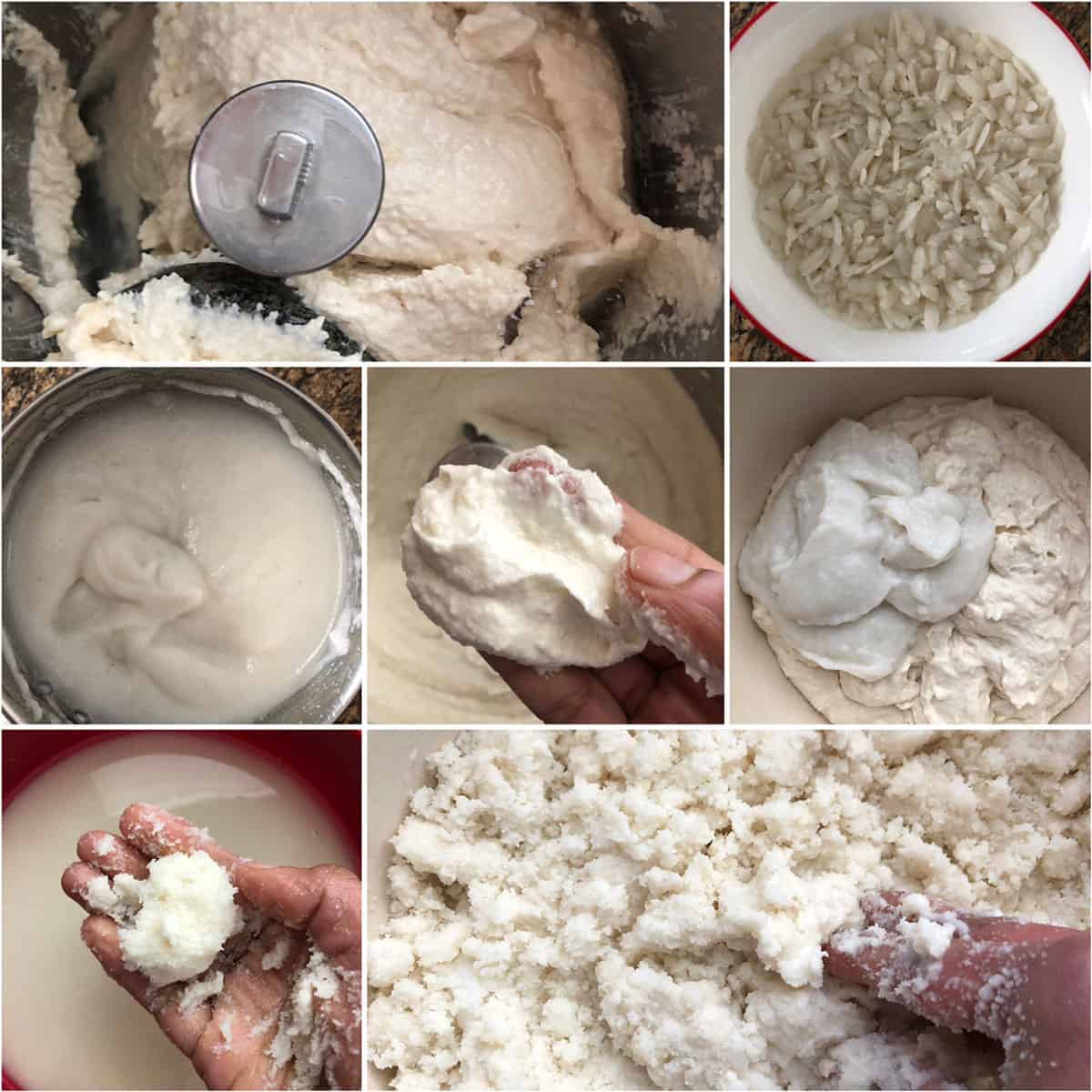 Step by step photo collage showing the steps involved in making batter