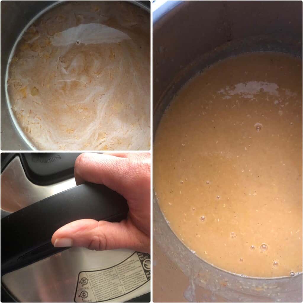 Water added to Instant Pot and cooked till soft