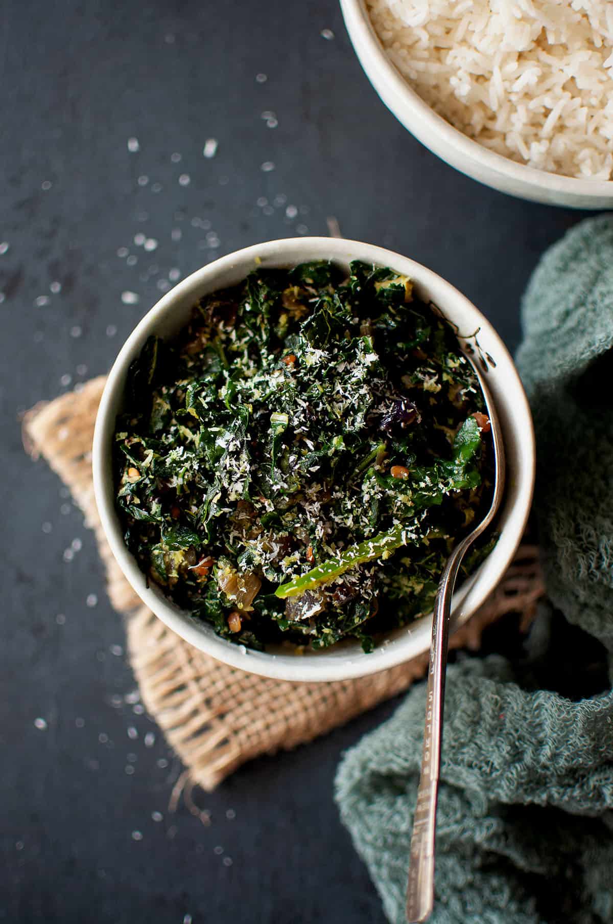 Bowl with kale mallung.
