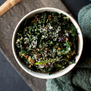 Bowl with Sri Lankan kale mallung.