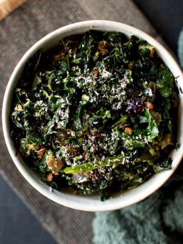 Bowl with Sri Lankan kale mallung.