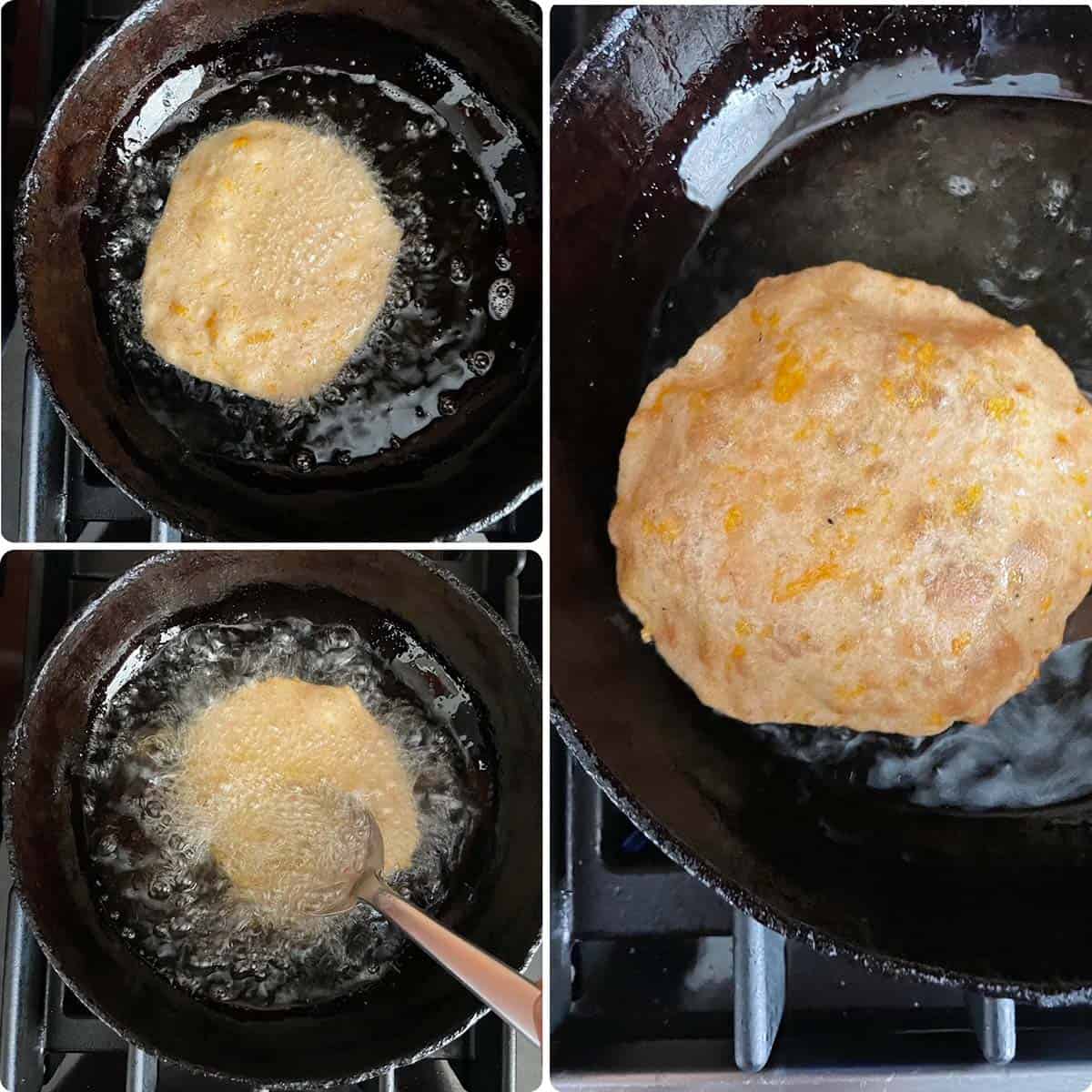 Step by step photos of making poori