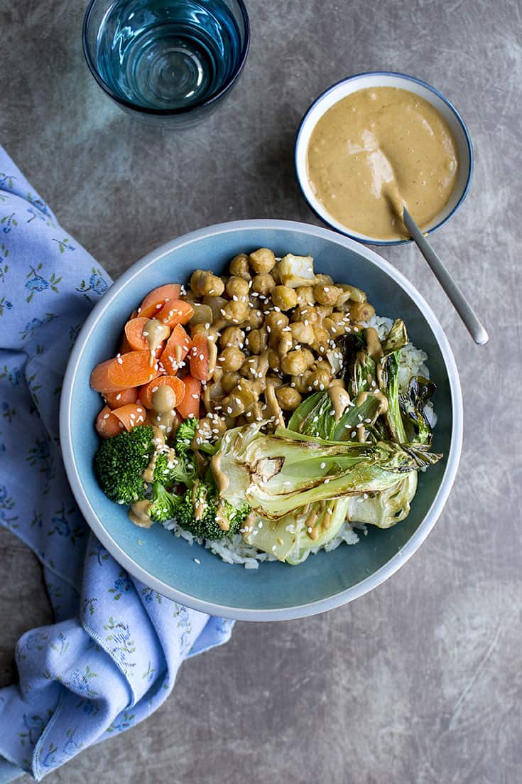 Buddha Bowl with Chickpeas and Bok Choy