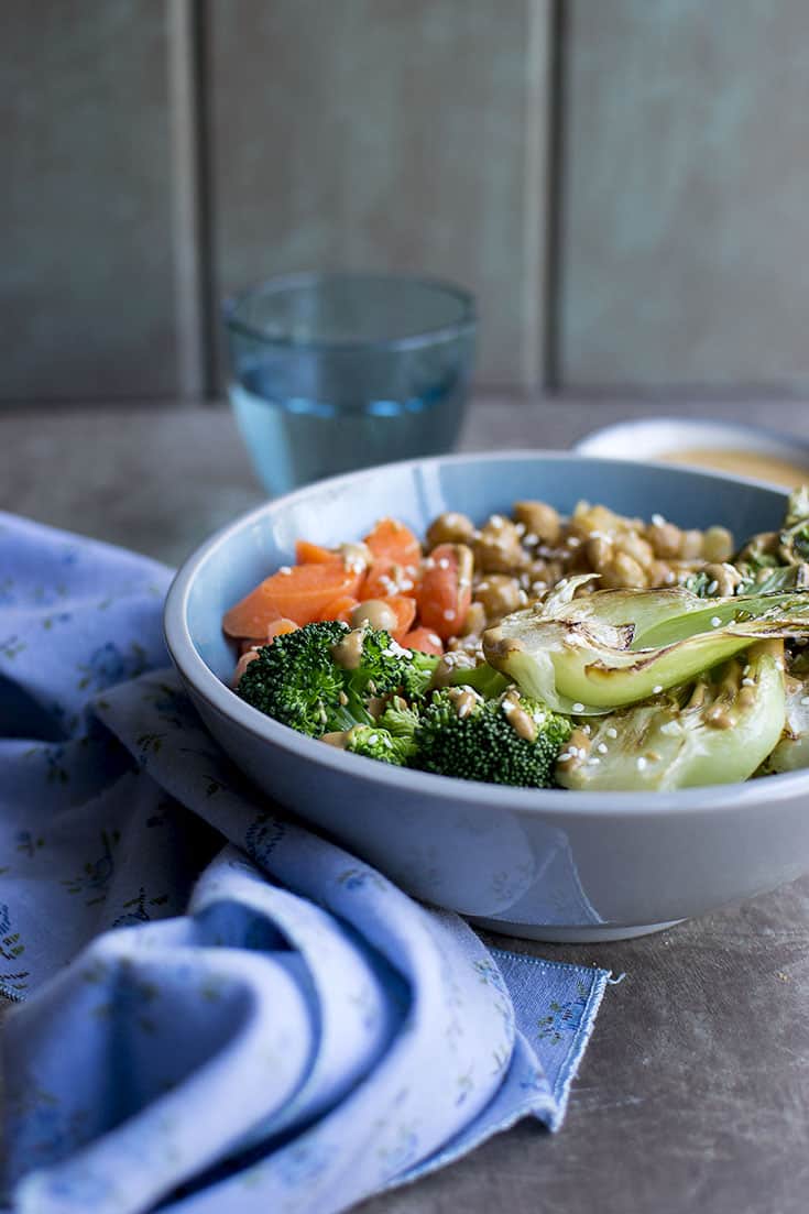 Buddha Bowl with Chickpeas and Bok Choy