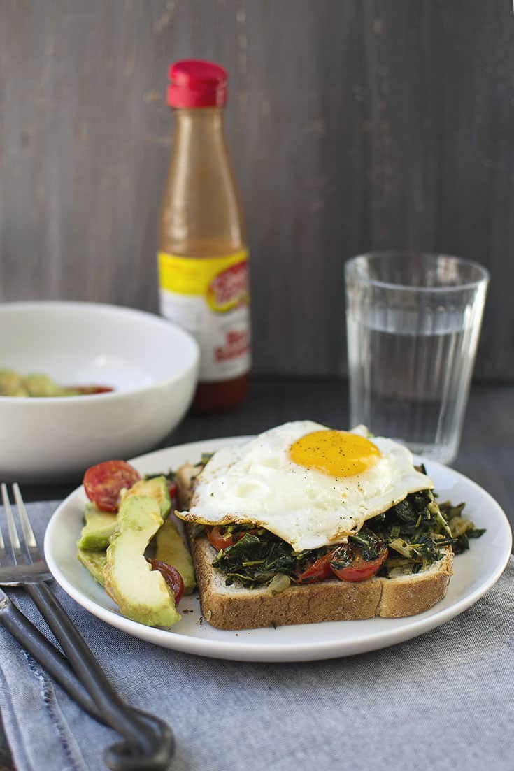 Open face Egg Sandwich with Collards