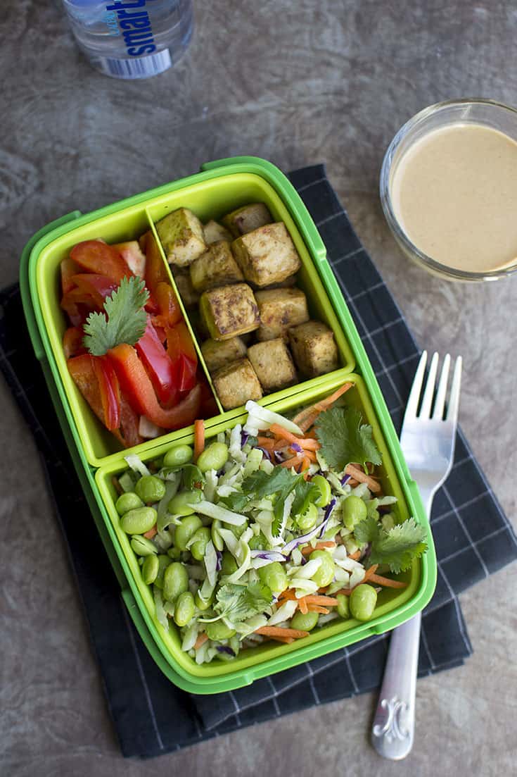 Broccoli and Tofu Salad with Peanut dressing