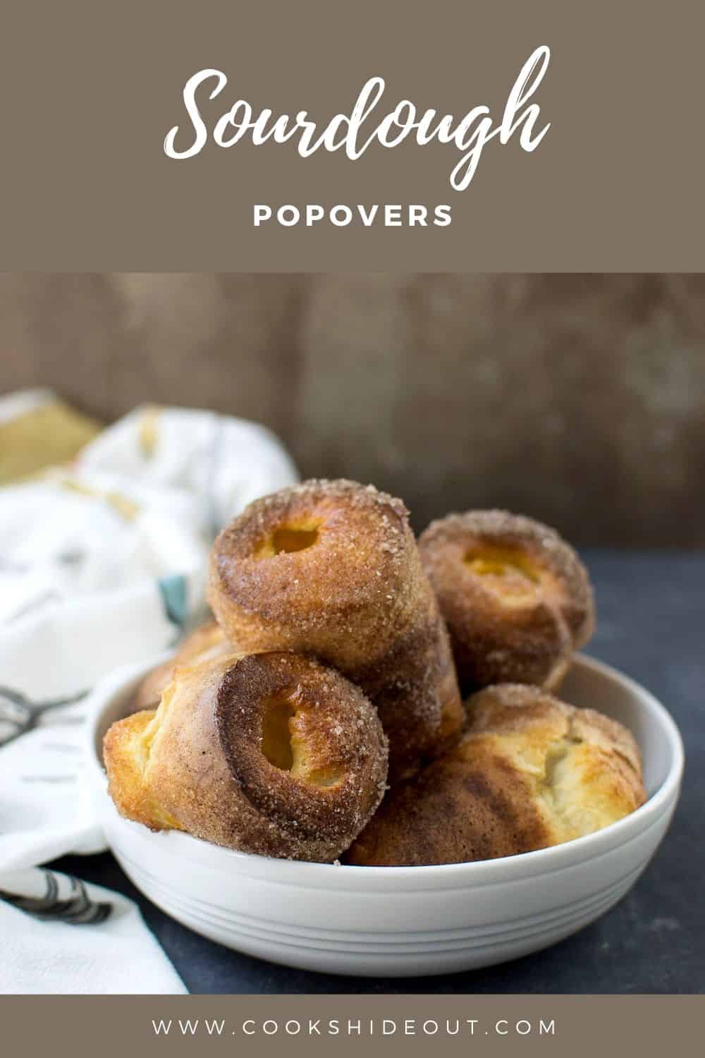 White bowl with sourdough discard popovers